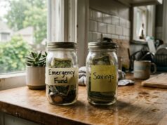 Emergency Fund vs Savings Account: What’s the Difference and Why It Matters emergency fund vs savings account labeled jars or phone banking app