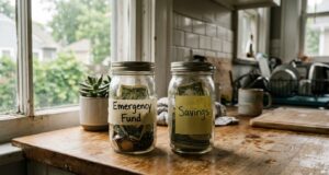 Emergency Fund vs Savings Account: What’s the Difference and Why It Matters emergency fund vs savings account labeled jars or phone banking app